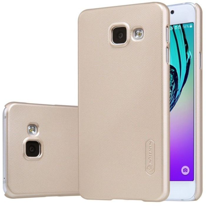 Husa Samsung Galaxy J3 2016 Nillkin Frosted Shield Auriu + Folie de protectie [2]