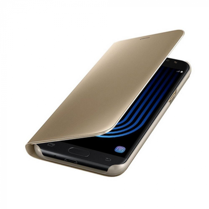 Husa Samsung Galaxy J3 2017 Flip Cover Oglinda Auriu [4]
