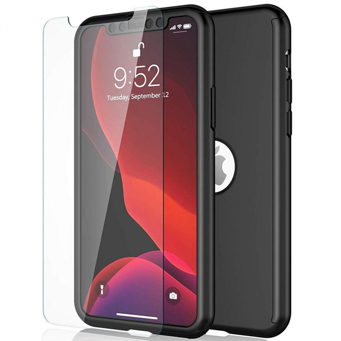 Husa Samsung Galaxy J3 2017 Full Cover 360 Negru + Folie de protectie [7]