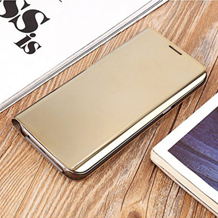 Husa Samsung Galaxy S7 Edge Flip Cover Oglinda Auriu [5]