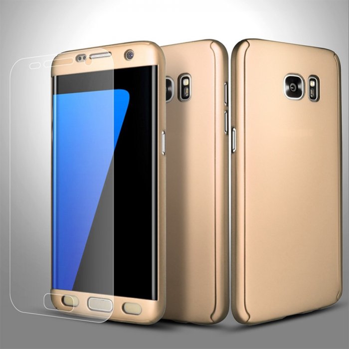Husa Samsung Galaxy S7 Edge Full Cover 360 Auriu + Folie de protectie [5]