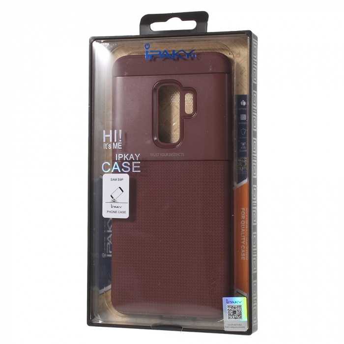 Husa Samsung Galaxy S9 Plus Ipaky Elegant Grid Design TPU Hybrid Maro [3]