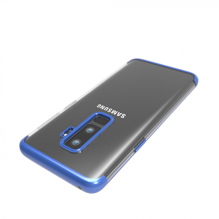 Husa Samsung Galaxy S9 Plus Transparent cu Margini Albastre [5]