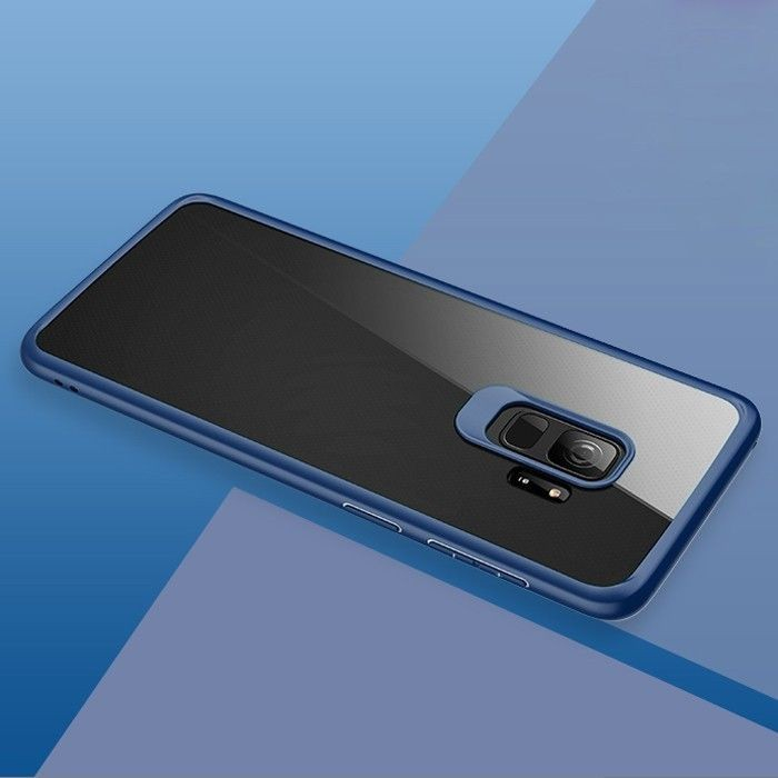 Husa Samsung Galaxy S9 Tpu Transparent cu margini colorate albastru [3]