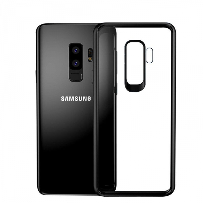 Husa Samsung Galaxy S9 Tpu Transparent cu margini colorate negru [7]