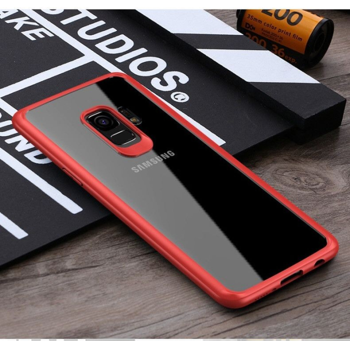 Husa Samsung Galaxy S9 Tpu Transparent cu margini colorate rosu [3]