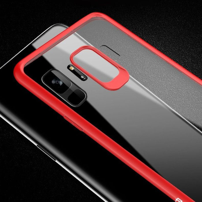 Husa Samsung Galaxy S9 Tpu Transparent cu margini colorate rosu [6]