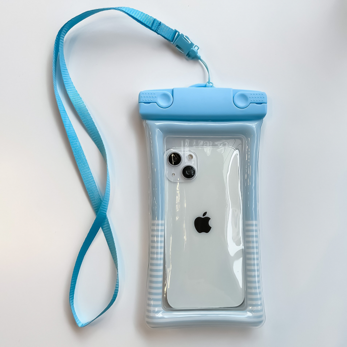 Husa subacvatica Cushion Waterproof Flippy, Snowproof, Universala, Dungata, cu Snur, pentru telefon sau documente, Bleu [2]