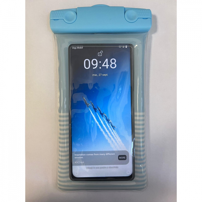 Husa subacvatica Cushion Waterproof Flippy, Snowproof, Universala, Dungata, cu Snur, pentru telefon sau documente, Bleu [4]