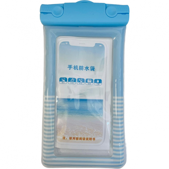 Husa subacvatica Cushion Waterproof Flippy, Snowproof, Universala, Dungata, cu Snur, pentru telefon sau documente, Bleu [1]