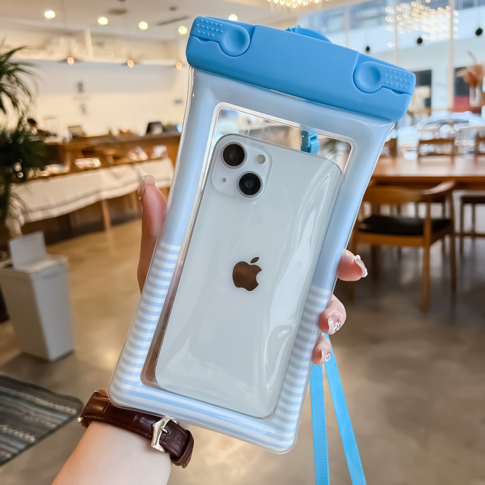 Husa subacvatica Cushion Waterproof Flippy, Snowproof, Universala, Dungata, cu Snur, pentru telefon sau documente, Bleu [3]