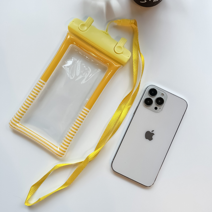 Husa subacvatica Cushion Waterproof Flippy, Snowproof, Universala, Dungata, cu Snur, pentru telefon sau documente, Galben [2]