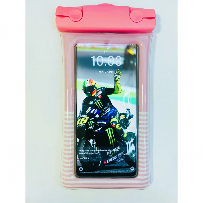 Husa subacvatica Cushion Waterproof Flippy, Snowproof, Universala, Dungata, cu Snur, pentru telefon sau documente, Roz [2]