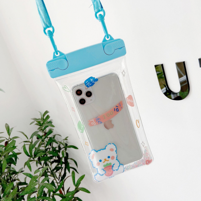 Husa subacvatica Fruity Waterproof Flippy, Snowproof, Universala, Impermeabila, cu Snur, pentru telefon sau documente, Berry Bear, Albastru [5]