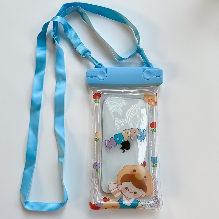 Husa subacvatica Fruity Waterproof Flippy, Snowproof, Universala, Impermeabila, cu Snur, pentru telefon sau documente, Happy Boy, Bleu [3]