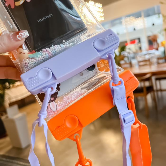 Husa subacvatica Fruity Waterproof Flippy, Snowproof, Universala, Impermeabila, cu Snur, pentru telefon sau documente, Lucky Girl, Mov [7]