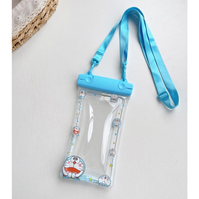 Husa subacvatica Glitter Kids Waterproof Flippy, Snowproof, Universala, cu Snur, pentru telefon sau documente, Cat, Bleu [3]