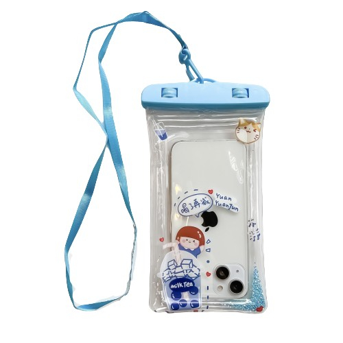 Husa subacvatica Glitter Kids Waterproof Flippy, Snowproof, Universala, cu Snur, pentru telefon sau documente, Tea Girl, Albastru [1]