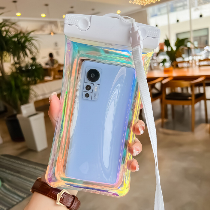 Husa subacvatica Holografica Waterproof Flippy, Snowproof, Universala, Impermeabila, cu Snur, pentru telefon sau documente, Alb [2]
