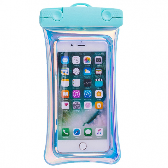 Husa subacvatica Holografica Waterproof Flippy, Snowproof, Universala, Impermeabila, cu Snur, pentru telefon sau documente, Bleu [1]