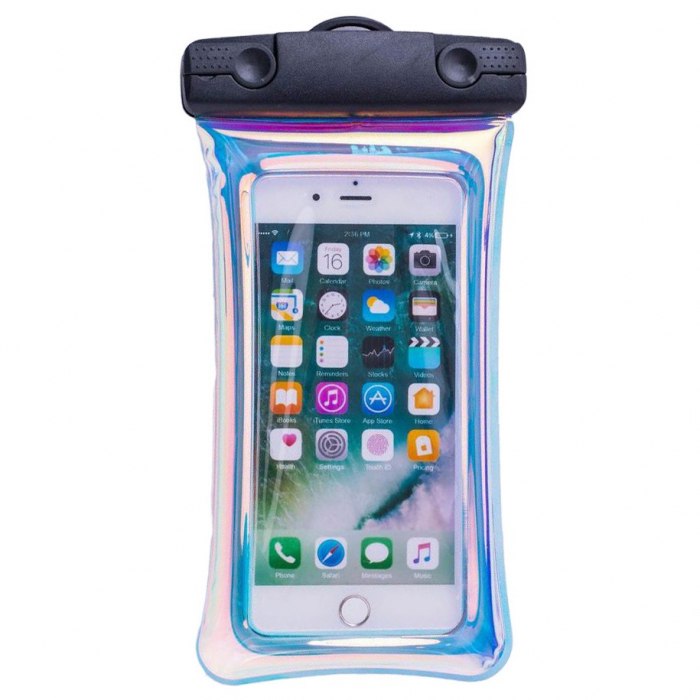 Husa subacvatica Holografica Waterproof Flippy, Snowproof, Universala, Impermeabila, cu Snur, pentru telefon sau documente, Negru [1]