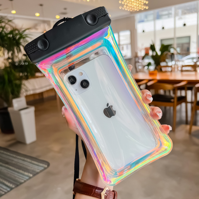 Husa subacvatica Holografica Waterproof Flippy, Snowproof, Universala, Impermeabila, cu Snur, pentru telefon sau documente, Negru [2]
