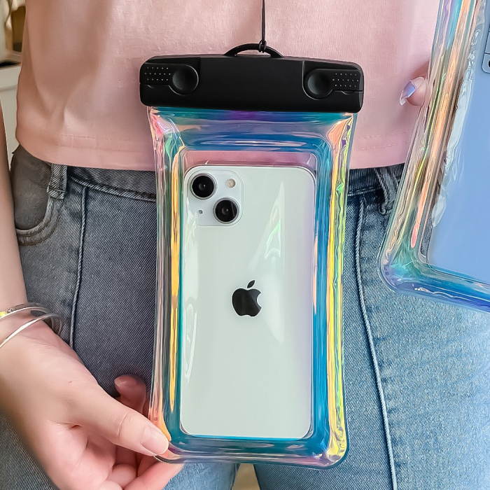 Husa subacvatica Holografica Waterproof Flippy, Snowproof, Universala, Impermeabila, cu Snur, pentru telefon sau documente, Negru [7]