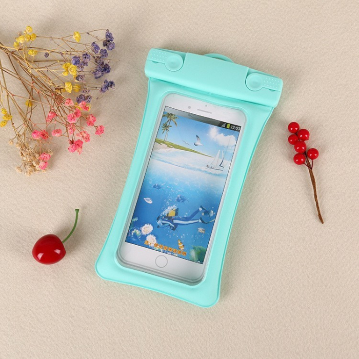 Husa subacvatica Matte Cushion Waterproof Flippy, Snowproof, Universala, cu Snur, pentru telefon sau documente, Verde Menta [3]