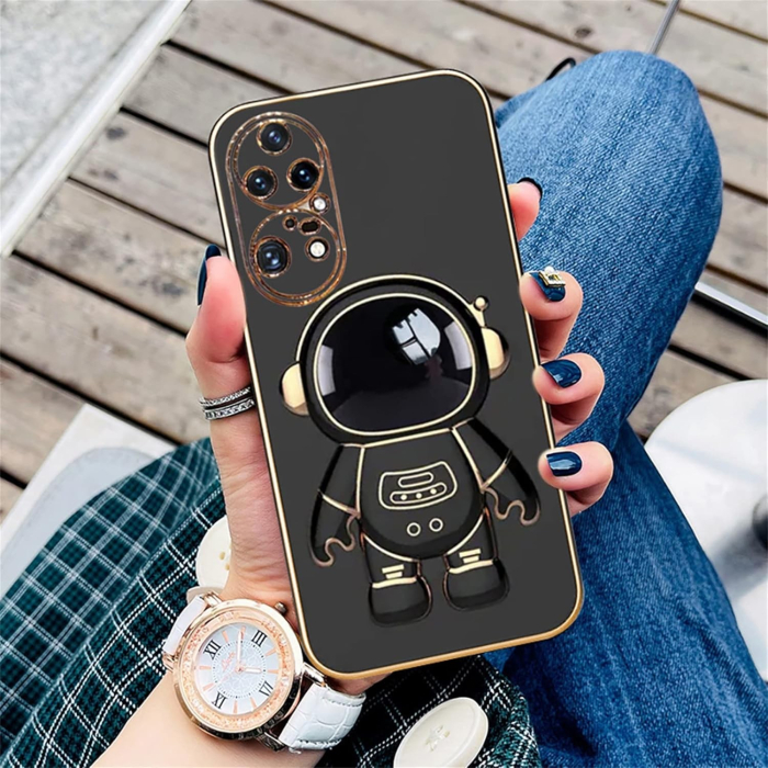 Husa Telefon 2in1, Flippy, Compatibila Huawei P60 Pro, Carcasa TPU cu Suport Inclus Tip Astronaut, Protectie Camere, Negru [3]