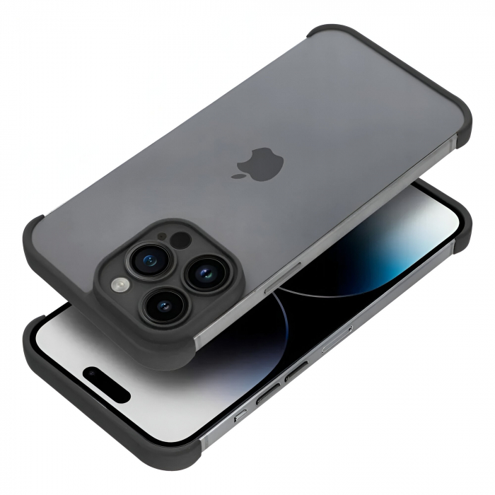 Husa TPU Edgeless Compatibila cu iPhone 15 Pro, Flippy, Protectie pentru Colturi si Camera, Aliaj, Antisoc, Antizgariere, Negru Mat [9]