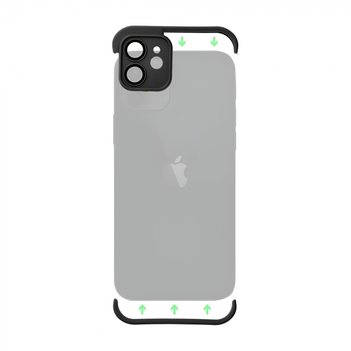 Husa TPU Edgeless Compatibila cu iPhone 15 Pro, Flippy, Protectie pentru Colturi si Camera, Aliaj, Antisoc, Antizgariere, Negru Mat [8]