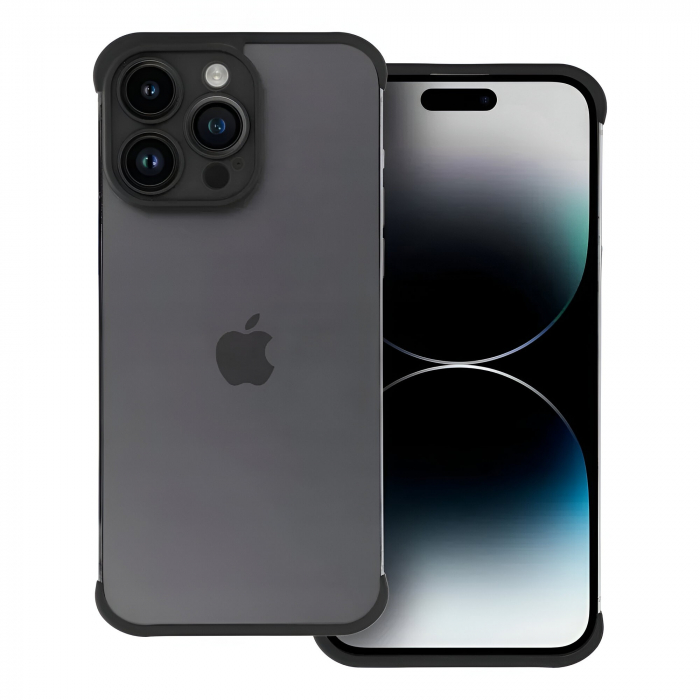 Husa TPU Edgeless Compatibila cu iPhone 15 Pro, Flippy, Protectie pentru Colturi si Camera, Aliaj, Antisoc, Antizgariere, Negru Mat [1]