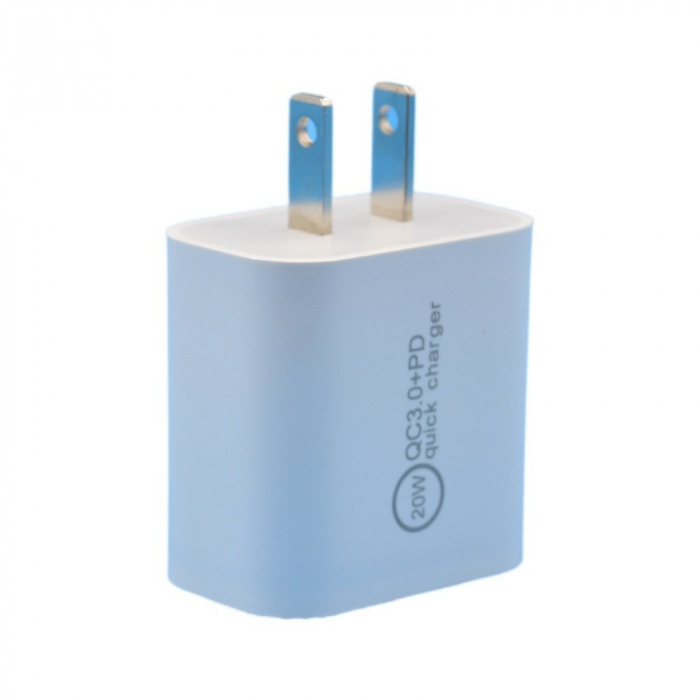 Incarcator Fast Charging QC 3.0, Flippy, Dual Port USB-A si USB-C cu Cap de Incarcare Standard European, 20 W, fara Cablu, Alb [1]
