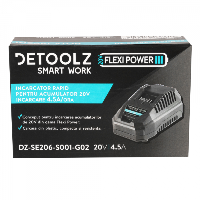 Incarcator rapid, Detoolz, pentru acumulator 20V, incarcare 4.5A/h [9]