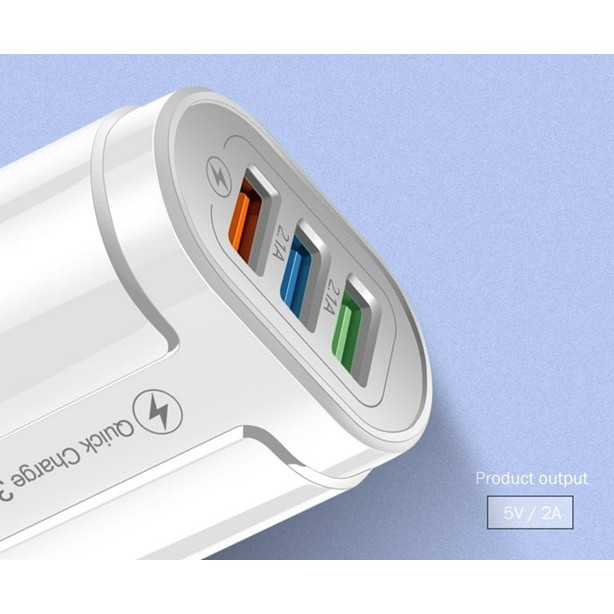 Incarcator Rapid QC3.0, Flippy, 3 Porturi USB, 2.1A, 18W, din ABS, Protectie Supraincalzire, Gama Macarons, Alb [2]