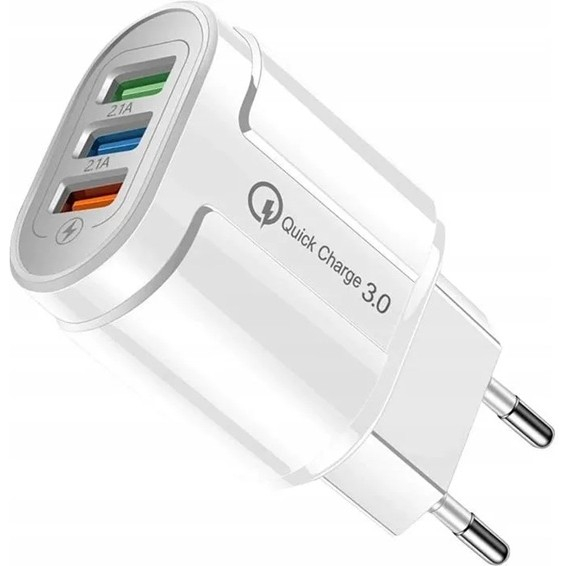 Incarcator Rapid QC3.0, Flippy, 3 Porturi USB, 2.1A, 18W, din ABS, Protectie Supraincalzire, Gama Macarons, Alb [4]
