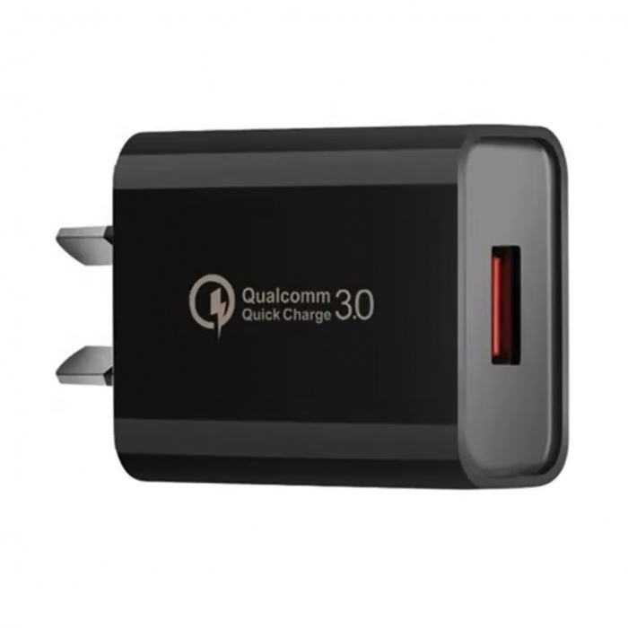 Incarcator Retea Fast Charge 5V3A, Flippy, Capat STANDARD EUROPEAN QC 3.0, 18W, Fara Cablu, Negru [2]