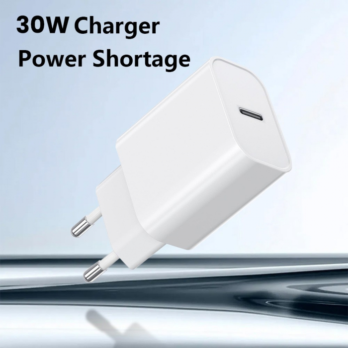 Incarcator Retea Fast Charge, Flippy, Incarcator Standard European Power Delivery 30 W, Compatibil cu iPhone 15 / 16, Alb [2]
