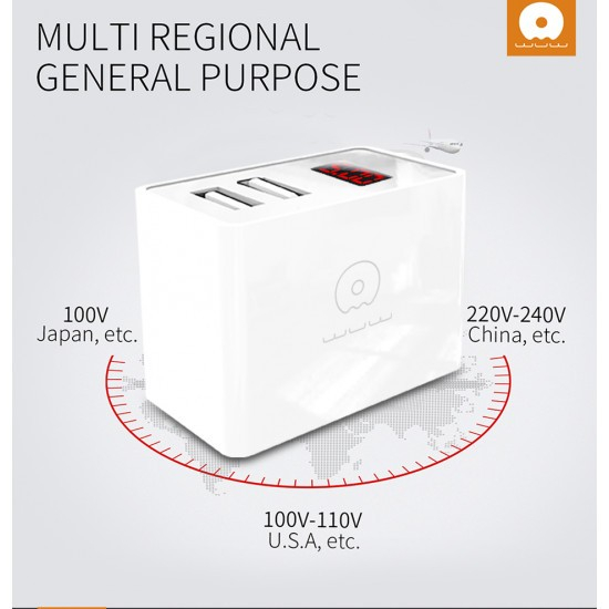 Incarcator Retea Flippy, 2.4A, 2 porturi USB, cu afisaj led WUW-C82, Alb [5]