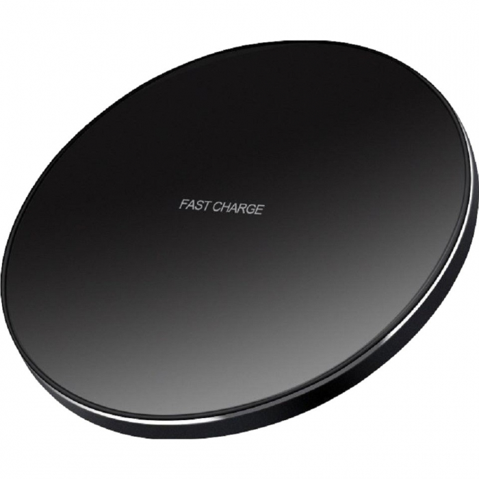 Incarcator Wireless Flippy, Fast Charge, 15W, Ultra Slim, compatibil cu iPhone, cablu inclus, Rotund, Negru [1]
