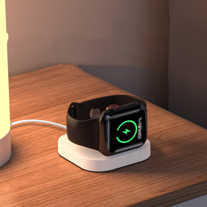 Incarcator Wireless pentru Smart iWatch, Flippy, Compatibil cu Apple iWatch 1/9, Magnetic Charger, Interfata TYPE-C, 3W, 7.5 x 7.5 x 1.2 cm, Pliabil, Alb [4]