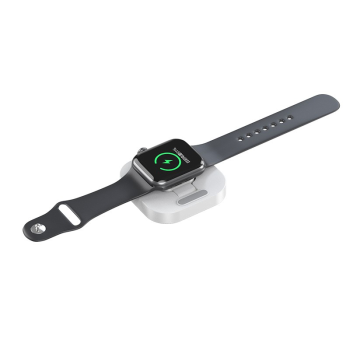 Incarcator Wireless pentru Smart iWatch, Flippy, Compatibil cu Apple iWatch 1/9, Magnetic Charger, Interfata TYPE-C, 3W, 7.5 x 7.5 x 1.2 cm, Pliabil, Alb [8]