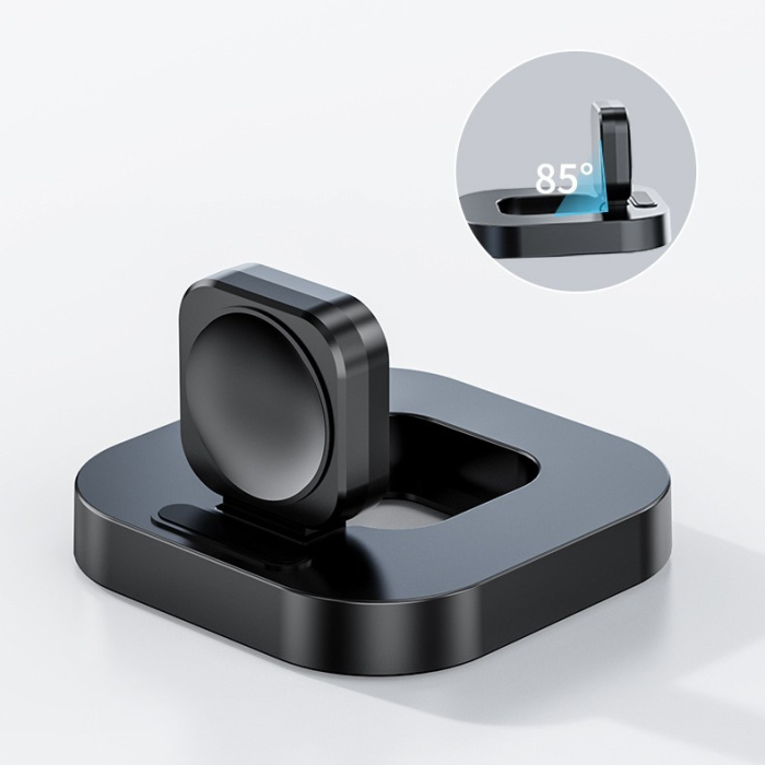 Incarcator Wireless pentru Smart iWatch, Flippy, Compatibil cu Apple iWatch 1/9, Magnetic Charger, Interfata TYPE-C, 3W, 7.5 x 7.5 x 1.2 cm, Pliabil, Negru [3]