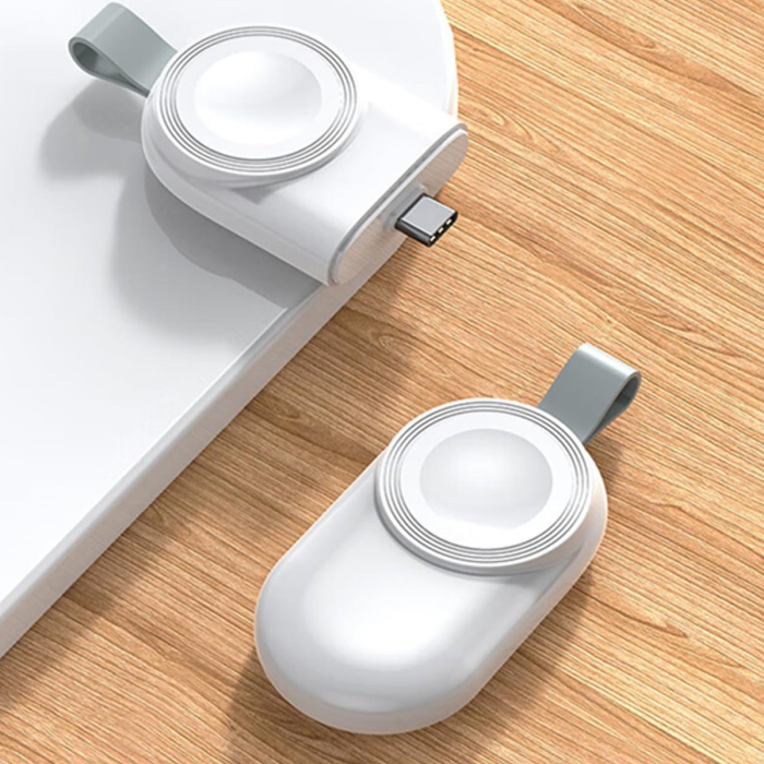 Incarcator Wireless pentru Smart Watch, Flippy, Compatibil cu Apple iWatch 1/9, Magnetic, Interfata TYPE-C, Fara Cablu direct in Statie sau Calculator, Alb [4]