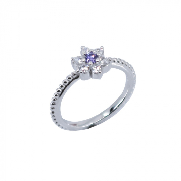 Inel Argint 925 Floare cu Zirconii, Marime 54 [3]