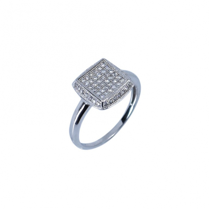 Inel de dama din Argint 925 cu model patrat si zirconii, marimea 53 [3]