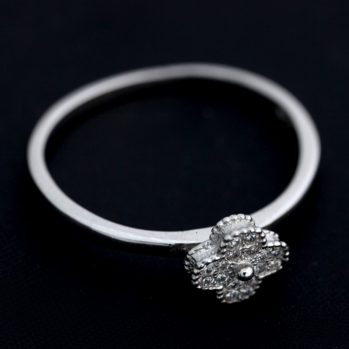 Inel din Argint 925, Trifoi cu Pietre, marimea 57 [4]