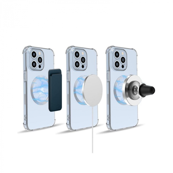 Inel Magnetic incarcare fara fir, montare auto, MagSafe Silicone pentru Apple iPhone 12 / 13 / 14, Negru [5]