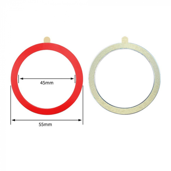 Inel Magnetic incarcare fara fir, montare auto, MagSafe Silicone pentru Apple iPhone 12 / 13 / 14, Rosu [3]