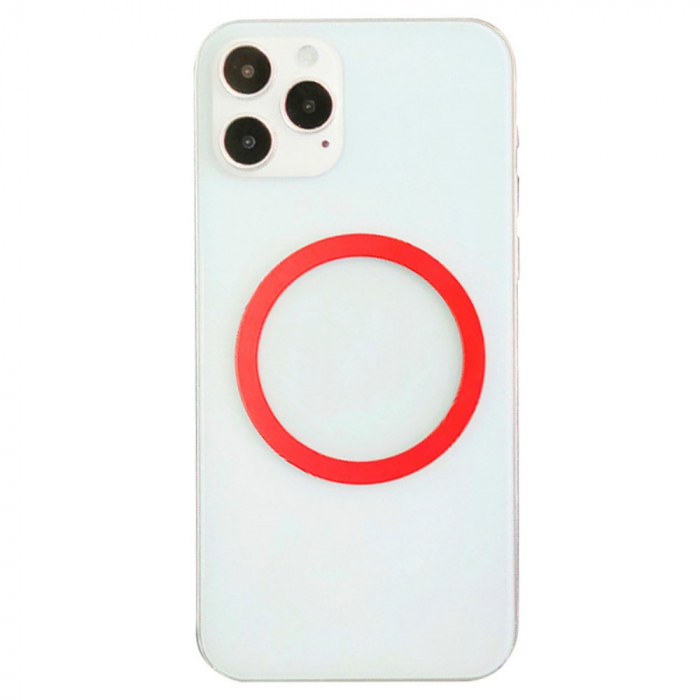 Inel Magnetic incarcare fara fir, montare auto, MagSafe Silicone pentru Apple iPhone 12 / 13 / 14, Rosu [1]
